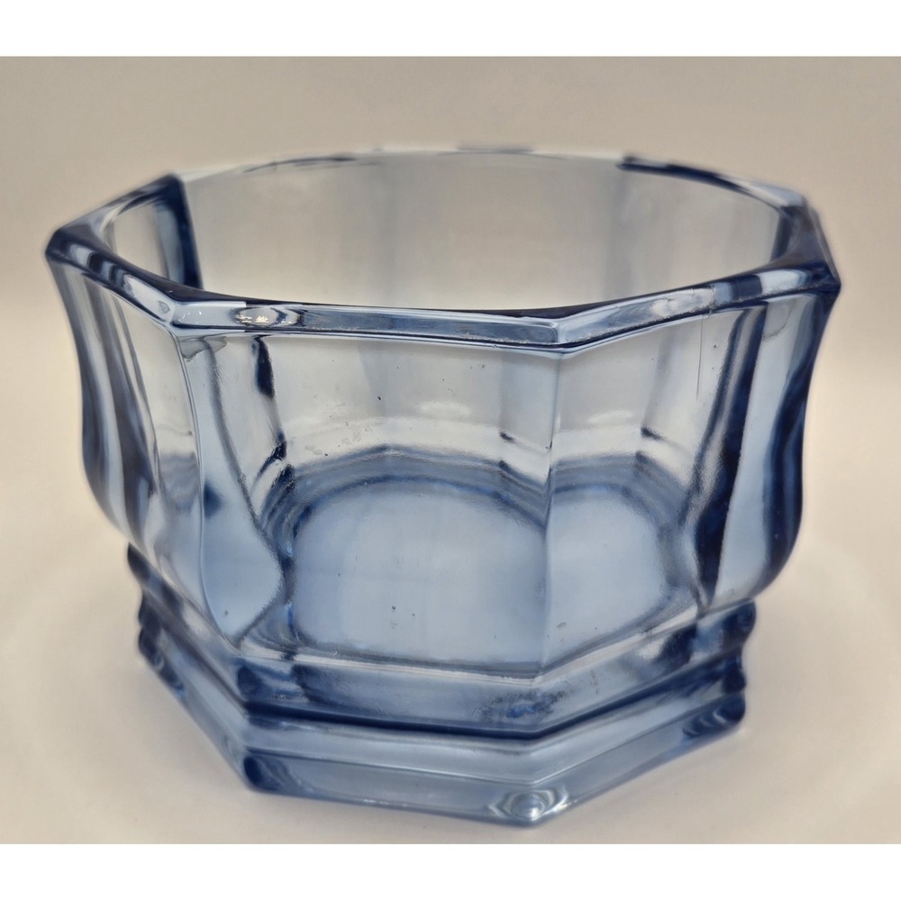 Vintage Ice Blue Heavy Indiana Glass Faceted... Trinket Or Candy Dish